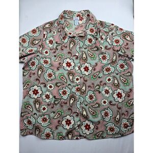 Only Necessities Women's Button Up Shirt Paisley Floral Print Multicolor Size 2X